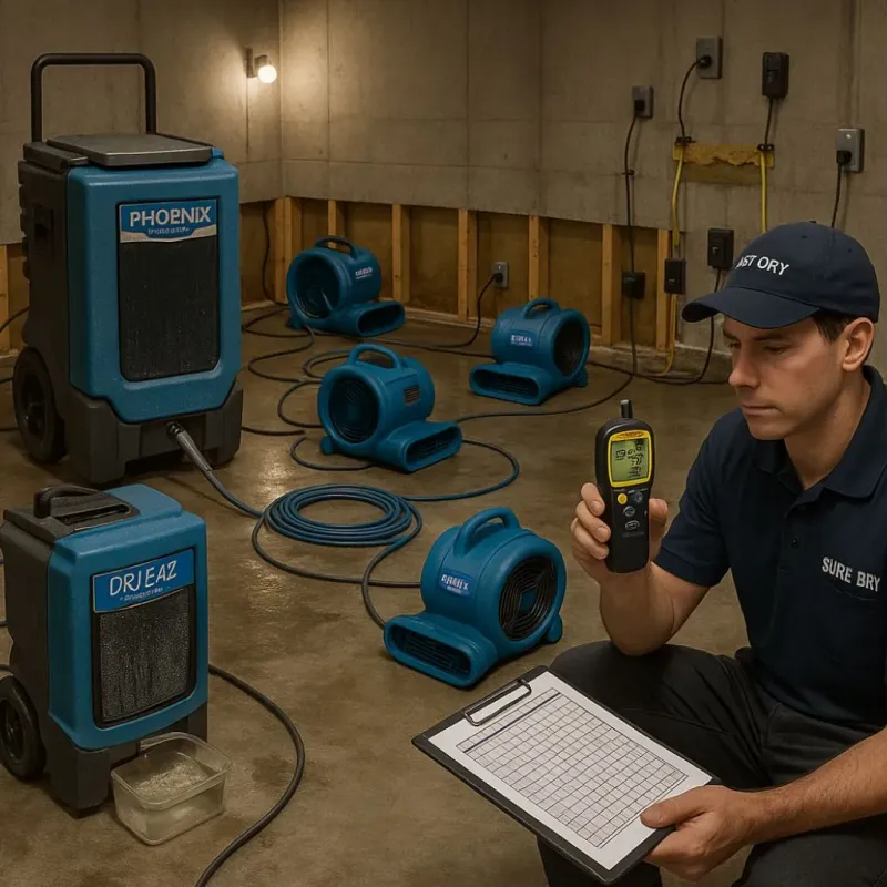 Structural Drying and Dehumidification process in Camp Lake, WI